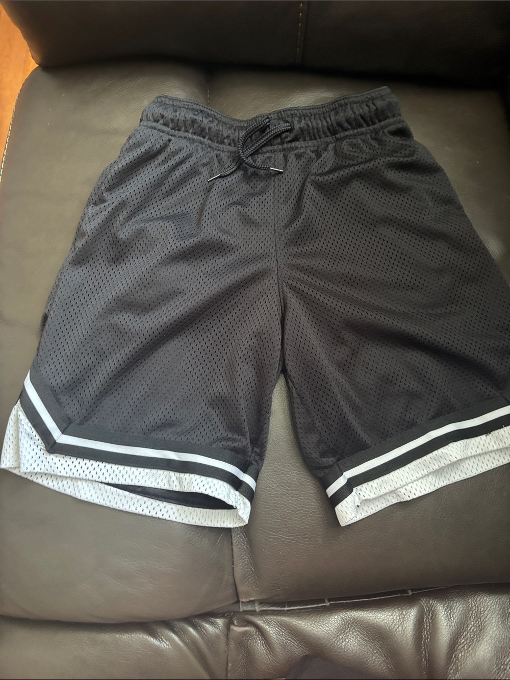 Old Navy Black Mesh Athletic Shorts with White Contrast Trim